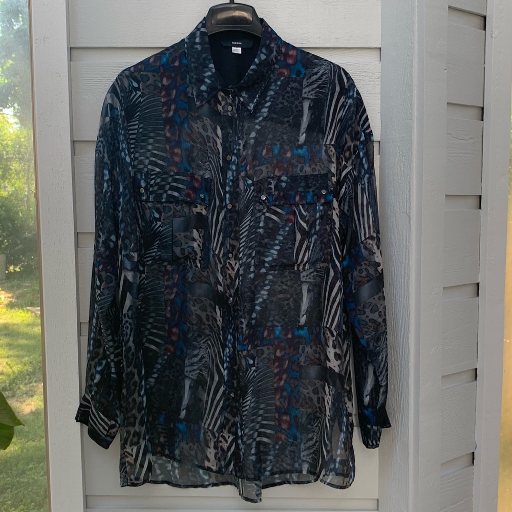 Diesel Mixed Prints Sheer Blouse